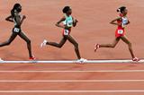 Elvan Abeylegesse heads Tirunesh Dibaba and Linet Masai in the women's 10,000m in Beijing (Getty Images)