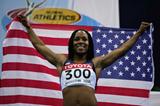Me'Lisa Barber of USA celebrates her victory in the women's 60m final (Getty Images)