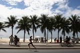 Lornah Kiplagat makes a break along Copacabana beach (Getty Images)