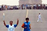 Olympic Torch relay in the streets of New Delhi in June 2004 (Getty Images)
