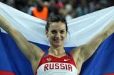 Elena Isinbaeva of Russia celebrates as she wins gold in the Women’s Pole Vault Final during day three - WIC Istanbul (Getty Images)