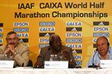 (L-R) IAAF General Secretary Pierre Weiss, IAAF President Lamine Diack, and Roberto Gesta de Melo, Brazilian Athletics Confederation and LOC President and IAAF Council Member (Getty Images)