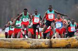 Joseph Ebuya on one of two jumps along the Bydgoszcz cross country course (Getty Images)