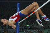 Yelena Slesarenko of Russia in action in the High Jump Final (Getty Images)