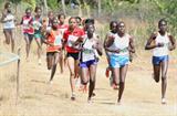 Pauline Korikwiang (right) on the way to winning the senior women’s 8km race the Sixth Athletics Kenya Cross Country Series meet in Eldoret (Elias Makori)