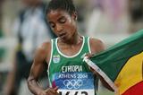 Sentayehu Ejigu (ETH) in Athens Olympics after the 5000m in which she was 10th (Getty Images)