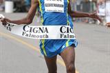 Gebre Gebremariam takes a narrow victory at the Falmouth Road Race (Victah Sailer)
