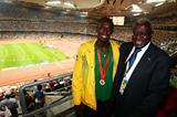 Usain Bolt and Lamine Diack and the backdrop of a full to capacity Olympic stadium in Beijing (Getty Images)