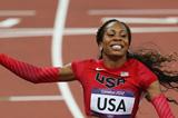 Sanya Richards-Ross of the United States celebrates after winning gold in the Women's 4 x 400m Relay Final of the London 2012 Olympic Games on 11 August 2012 (Getty Images)
