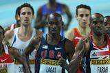 Mo Farah of Great Britain and Bernard Lagat of the United States compete in the Men's 3000 Metres first round during day one - WIC Istanbul (Getty Images)