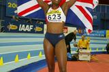Ashia Hansen (GBR) celebrates winning the women's triple jump (Getty Images)