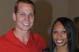 World High Jump champion Jesse Williams with Allyson Felix