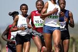 Jane Mwikali leads the women's 8km field at the Kenya Prisons National Cross Country Championships at Ruiru on Saturday. Mwikali won the race (MOHAMMED AMIN/ DAILY NATION)
