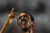 Yigrem Demelash of Ethiopia celebrates winning the men's 10,000m at the World Juniors in Barcelona (Getty Images)