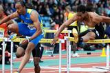 Aries Merritt flying through the damp air in Crystal Palace to 12.93sec victory (Mark Shearman )