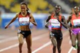 Meseret Defar is successfully defied by Vivian Cheruiyot over 3000m at the 2012 Samsung Diamond League in Doha (Jiro Mochizuki)