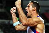 Roman Sebrle roars his spear away in the Decathlon (Getty Images)