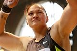 Valerie Adams celebrates her victory in Zurich (Gladys Chai van der Laage)