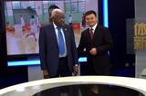 IAAF President Lamine Diack with Jiang Heping in one of the production studios at CCTV Tower (IAAF)