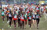 A general view of the women's senior race with eventual winner Emily Chebet (second from left) (Getty Images)