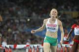 Sally Pearson of Australia crosses the line in the women's 100 metres hurdles final (Getty Images)
