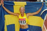 Carolina Kluft celebrates winning the women's heptathlon (Getty Images)