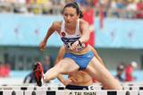 Aleksandra Fedorvia of Russia in the women's 100m Hurdles (Getty Images)