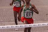 Haile Gebrselassie leads his countryman Jifar across the line in Bristol (© Allsport)
