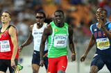 Kirani James (C) of Grenada crosses the finish line ahead of LaShawn Merritt (R) of United States and Kevin Borlee of Belgium (L) in the men's 400 metres final  (Getty Images)