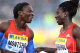 Amantle Montsho congratulates Christine Ohuruogu  (Mark Shearman )