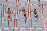 Athletes compete on the Women's 100 metres hurdles Final on day six of the 14th IAAF World Junior Championships in Barcelona on 15 July 2012 (Getty Images)