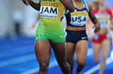Gold medalist Olivia James of Jamaica crosses the line to win the Girls Medley final - Day Five - WYC Lille 2011 (Getty Images)