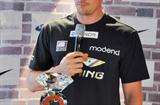 Eyes on the prize - Andreas Thorkildsen examines the Samsung Diamond League trophy in Stockholm