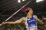 Andreas Thorkildsen throwing with his earflap wool hat in Split (Getty Images)