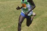 Joel Kimurer sprints to the finish line at the 2010 Discovery Cross Country race in Eldoret (David Macharia)
