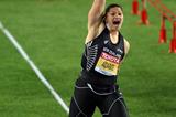 Valerie Adams celebrates setting a new championships record 21.24 to win gold in Daegu (Getty Images)