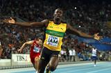  Usain Bolt of Jamaica celebrates victory and a new world record in the men's 4x100 metres relay final  (Getty Images)