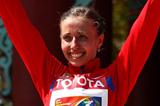 Olga Kaniskina celebrates winning her third consecutive World Championships gold medal (Getty Images)