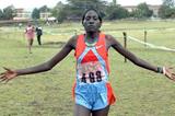 Pauline Korikwiang winning the 8km XC in Machakos, Kenya (Elias Makori)