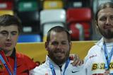 (L-R) Silver medalist David Storl of Germany, gold medalist Ryan Whiting of the United States and bronze medalist Tomasz Majewski of Poland stand on the podium during the medal ceremony for the Men's Shot Put during day one - WIC Istanbul (Getty Images)