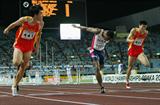 Liu Xiang winning from lane 9 (!) in Osaka (Getty Images)