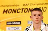 Jack Meredith of Great Britain at the IAAF Press Conference for the IAAF World Junior Championships in Moncton, Canada (Getty Images)