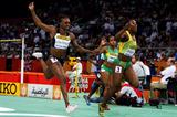 Veronica Campbell-Brown of Jamaica wins the women's 60m title in Doha beating pre-race favourite LaVerne Jones-Ferrette (Getty Images)