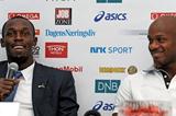 Usain Bolt and Asfa Powell at Bislett's Strawberry Party (Mark Shearman)