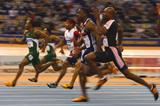 Nigeria's Olusoji Fasuba en route to winning world indoor 60m gold in 6.51. (Getty Images)