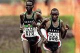 Kenya's Patrick Ivuti leads compatriot Paul Tergat in the 1999 World Cross (Getty Images)