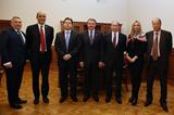 IAAF Vice President Sergey Bubka (centre) meets with Vice-Mayor of Moscow Mr. Gorbenko (3rd from left) in Moscow (24 Jan) - l to r: Andrey Vorobyev, Essar Gabriel, Gorbenko, Bubka, Valentin Balakhnichev, Svetlana Masterkov, Aleksandr Polinskya,  (Moscow 2013 LOC)