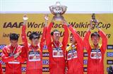 Chinese are presented with the men's 20km Team gold in Chihuahua (Getty Images)