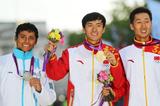 (L-R) Silver medalist Erick Barrondo of Guatemala, gold medalist, Ding Chen of China, and bronze medalist Zhen Wang of China celebrate their medals in the Men's 20k Walk on Day 8 of the London 2012 Olympic Games at Olympic Stadium on August 4, 2012 (Getty Images)