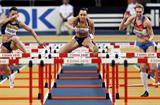 Jessica Ennis of Great Britain leads the field in the 60m Hurdles Pentathlon (Getty Images)